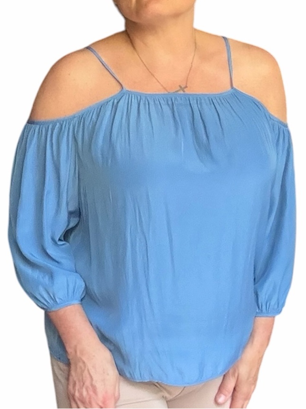 Maje Light Blue Cold-Shoulder Camisole, size 2 but fits Medium